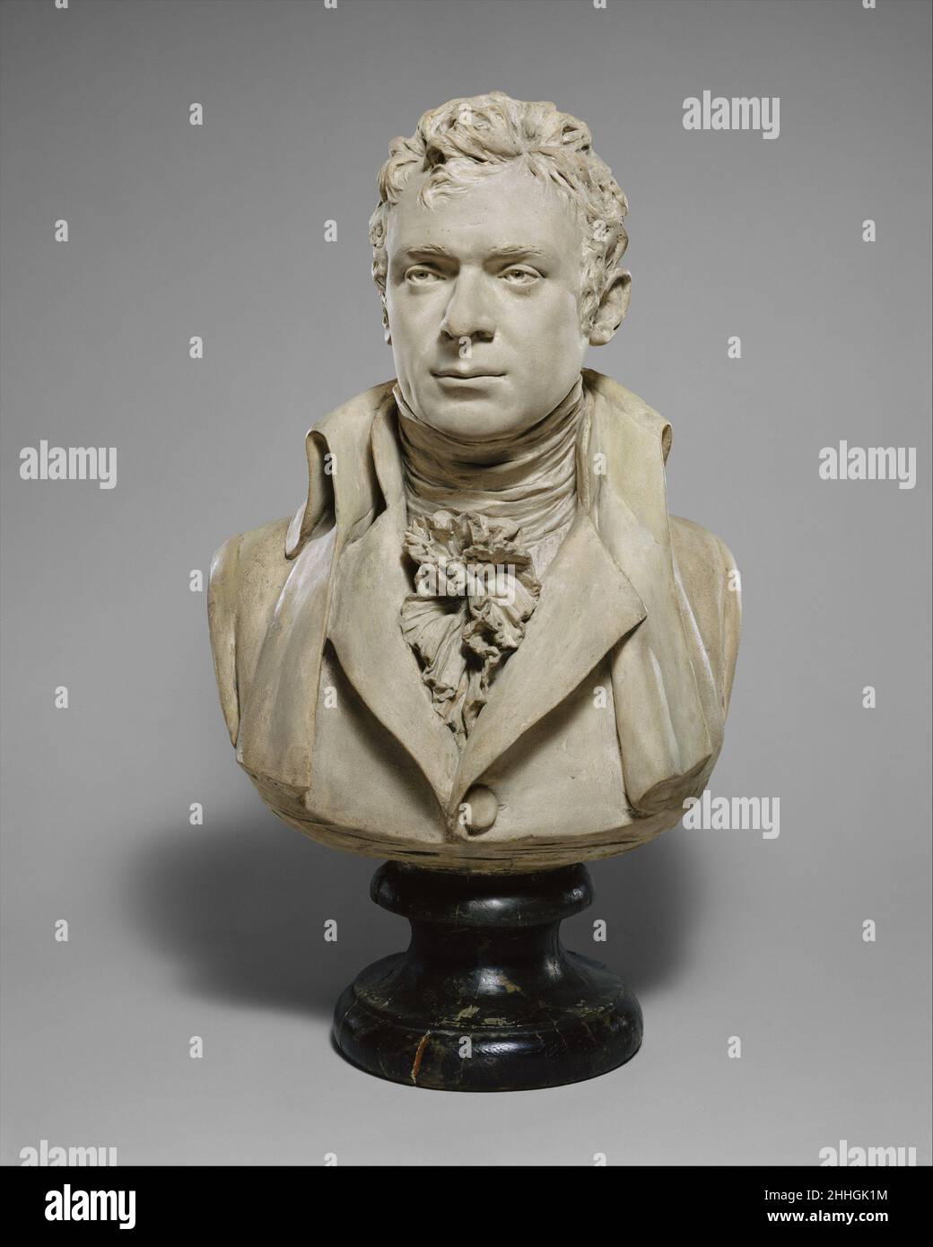 Robert Fulton (1765–1815) 1803–4 Jean Antoine Houdon French This bust depicts one of the last of many Americans to be sculpted by Houdon, the French master portraitist whose earlier images of Washington, Jefferson, and Franklin are embedded in our national consciousness. A painter first and an inventor second, Fulton sat for Houdon while visiting Paris in a fruitless attempt to enlist funding for his submarine invention several years before the ultimately successful Hudson River voyage of his steamship Clermont. The bust appears to have been commissioned by poet and diplomat Joel Barlow, a clo Stock Photo