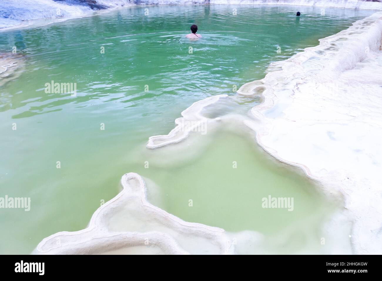 Amazing place with petrified waterfall named Hierve el agua, Oaxaca. Mexico Stock Photo