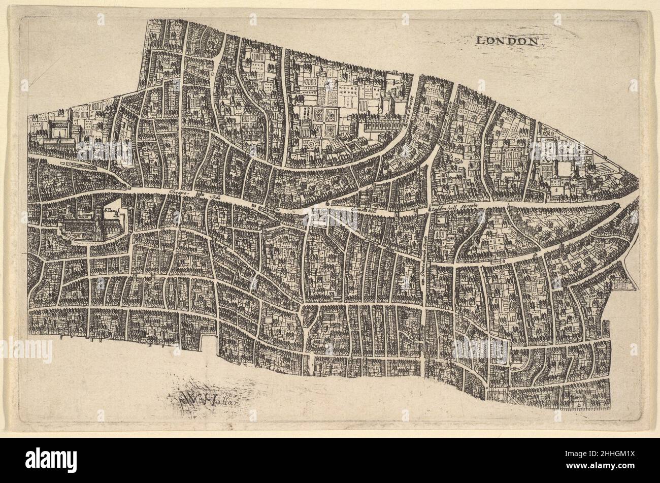 London before the Great Fire 1666–77 Wenceslaus Hollar Bohemian Street map of the City of London 