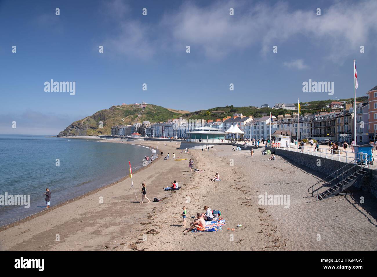 Beach and seafront at Aberystwyth, Ceredigion, Wales Stock Photo