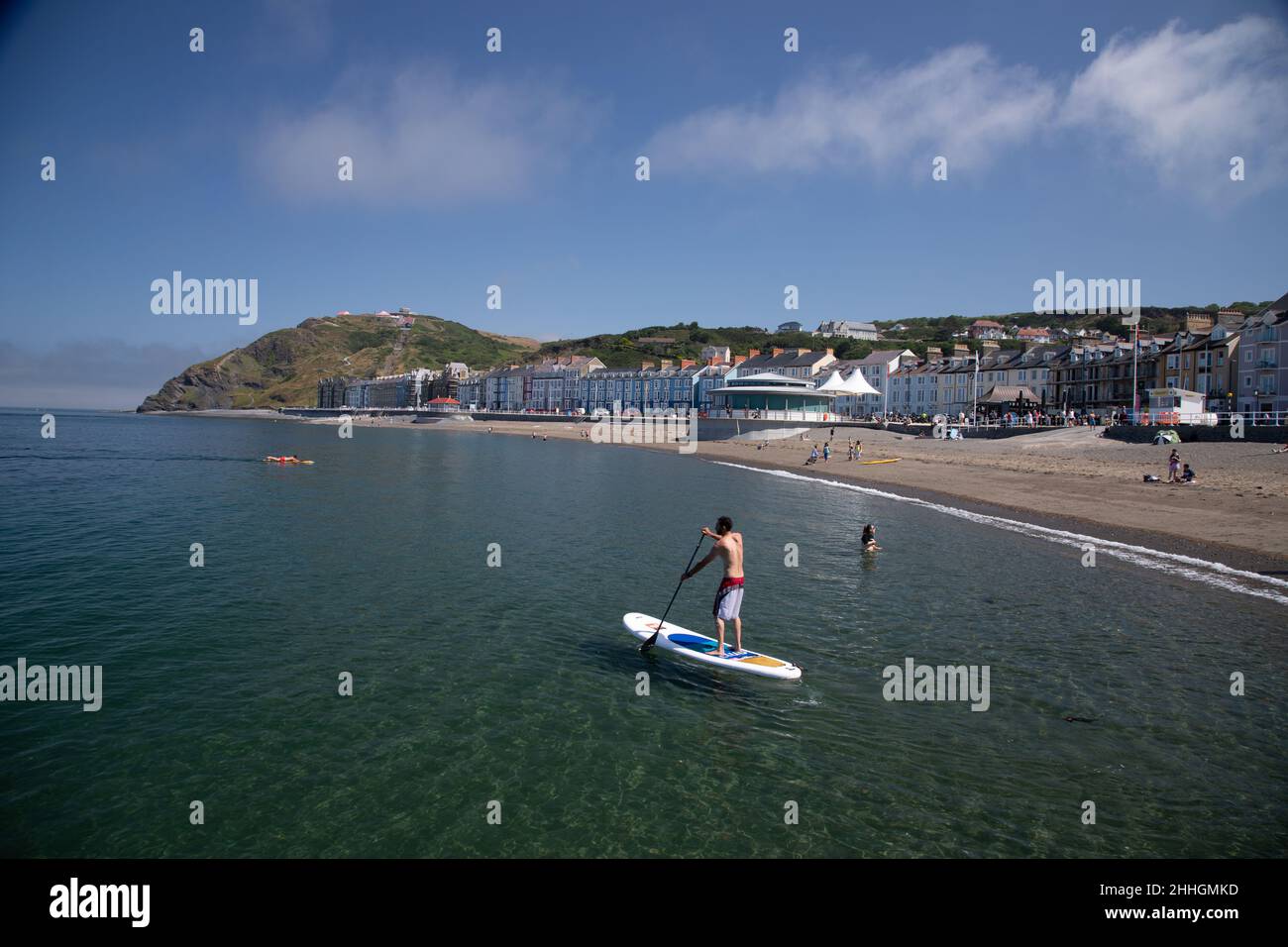 Beach and seafront at Aberystwyth, Ceredigion, Wales Stock Photo