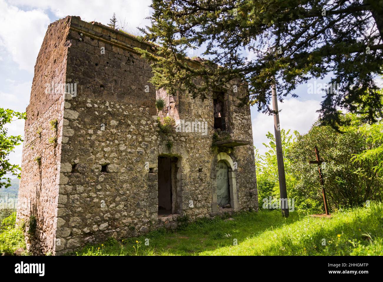 Ghost town of San Pietro Infine with his ruins, Caserta, Campania, Italy. The town was the site of The Battle of San Pietro in World War II Stock Photo