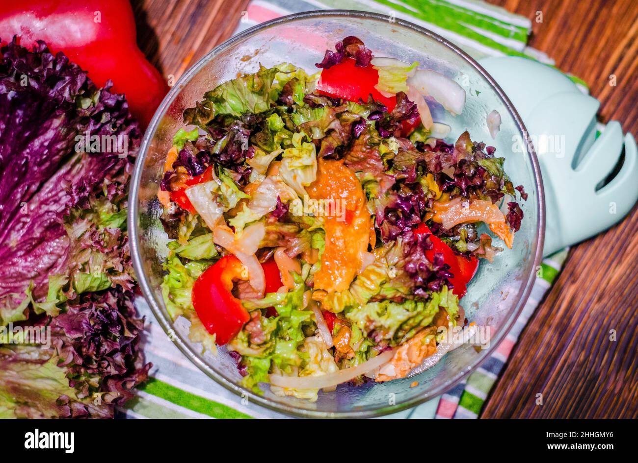 Diet salad with canned salmon, vegetables and beans Stock Photo Alamy