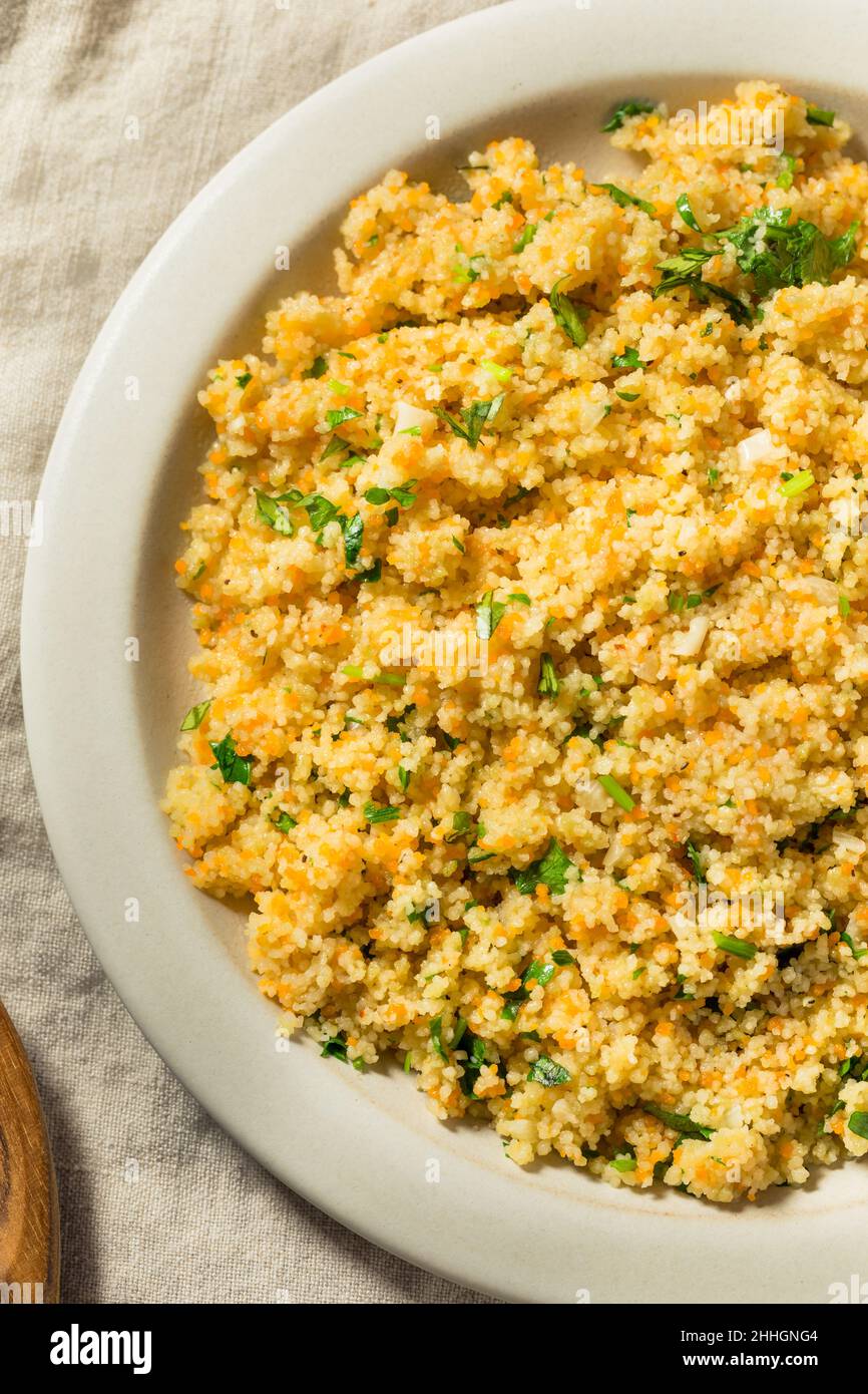Homemade Healthy Butter and Herb Couscous with Lemon Stock Photo Alamy