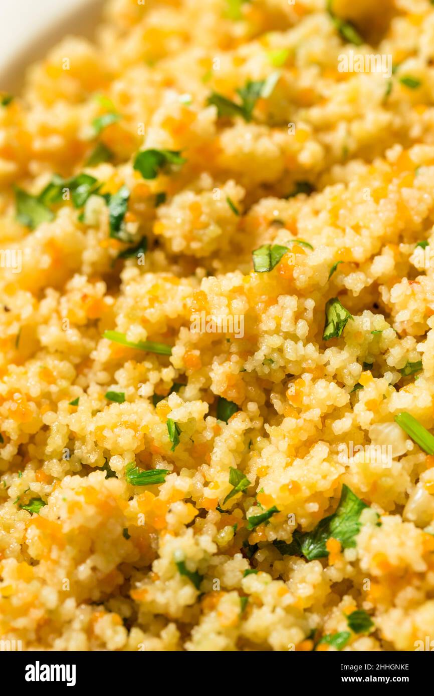 Homemade Healthy Butter and Herb Couscous with Lemon Stock Photo Alamy