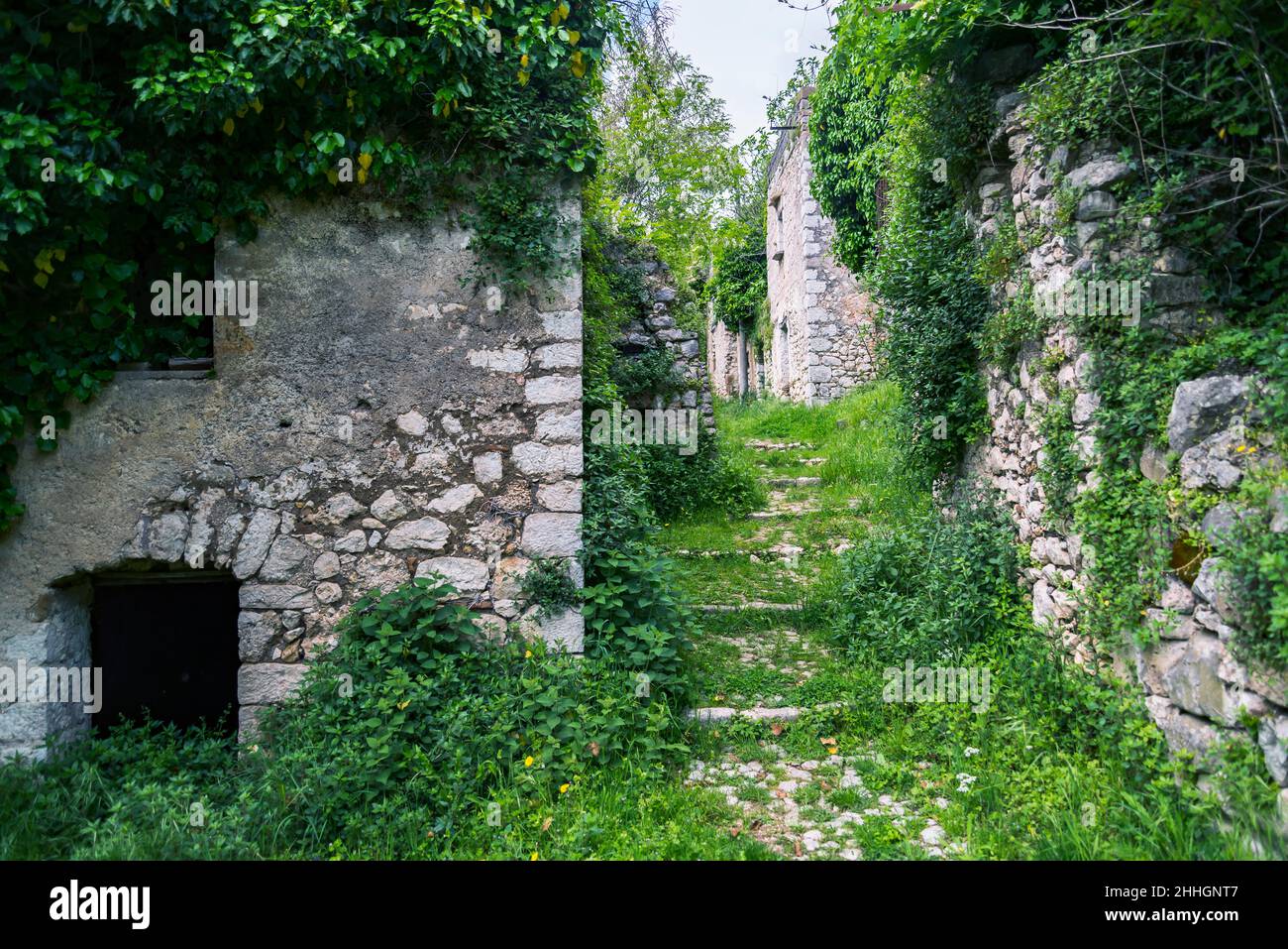 Ghost town of San Pietro Infine with his ruins, Caserta, Campania, Italy. The town was the site of The Battle of San Pietro in World War II Stock Photo