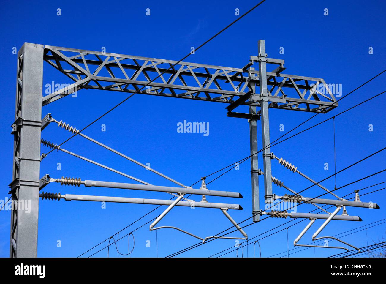 The 25kv overhead line equipment, London to Bedford Line Railway, near