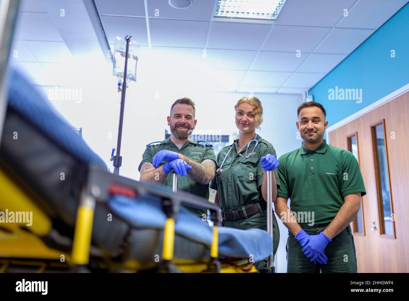 Portrait of emergency paramedics in accident and emergency hospital Stock Photo