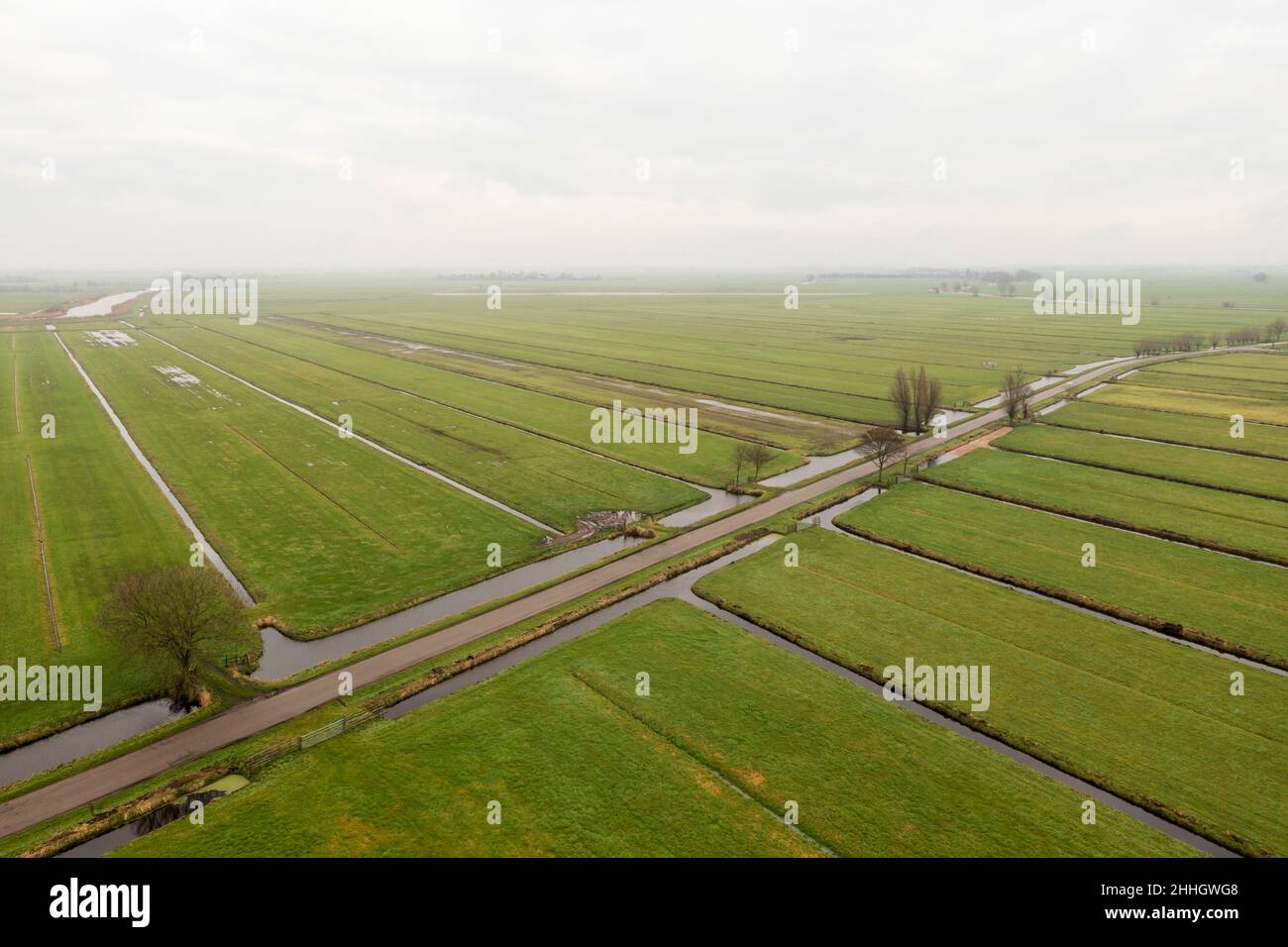 Netherlands, Bleskensgraaf, Aerial view of old polders Stock Photo