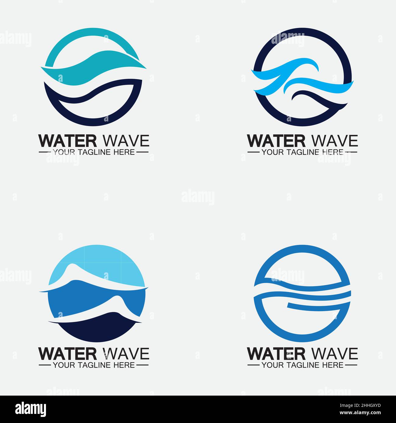 Set Water wave icon vector illustration design logo Stock Vector