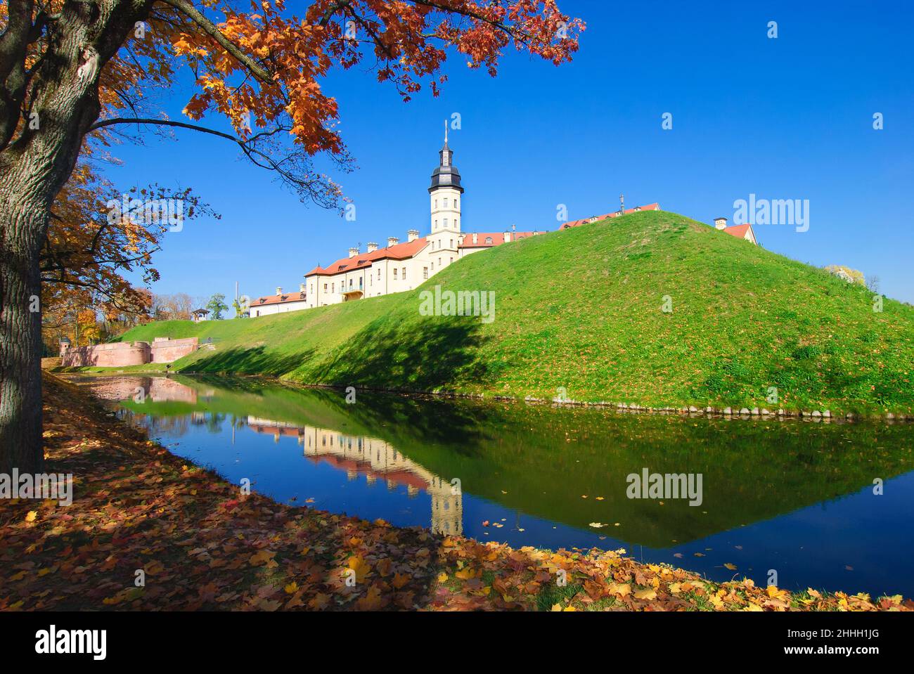 Nesvizh, Belarus, Radziwill Castle. Palace and castle complex, located in Nesvizh in Belarus, a monument of architecture of the XVI Stock Photo
