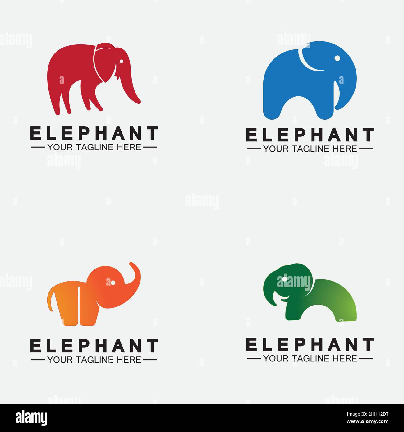 Set Elephant Logo Vector Illustrator Design Template Stock Vector