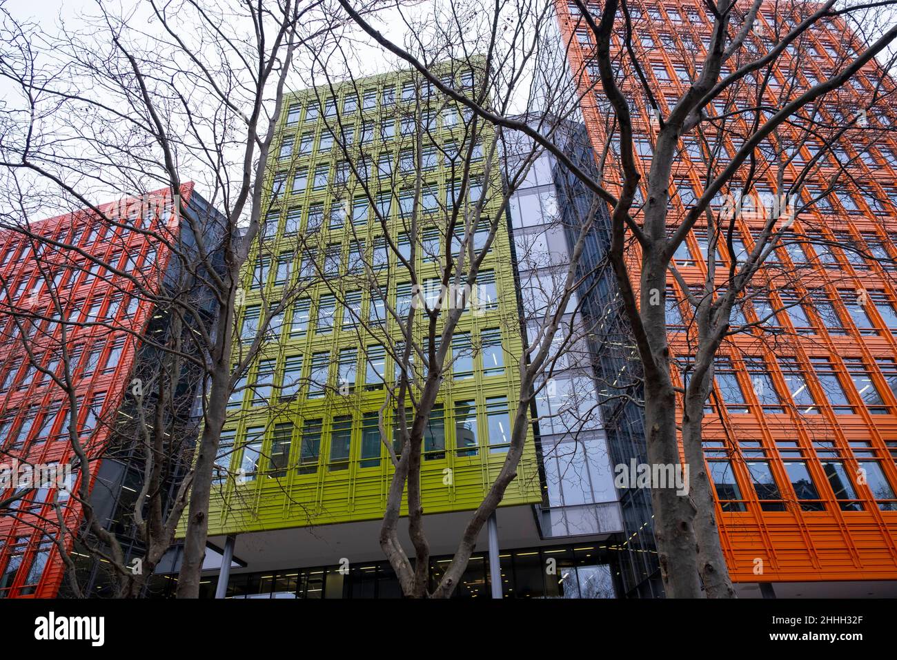 Multicoloured offices of Google on St Giles High Street on 21st January 2022 in London, United Kingdom. Google recently announced a deal to buy the building, despite uncertainty as to whether people will return to office working. Google LLC is an American multinational technology company that specializes in Internet-related services and products, which include online advertising technologies, a search engine, cloud computing, software, and hardware. Stock Photo