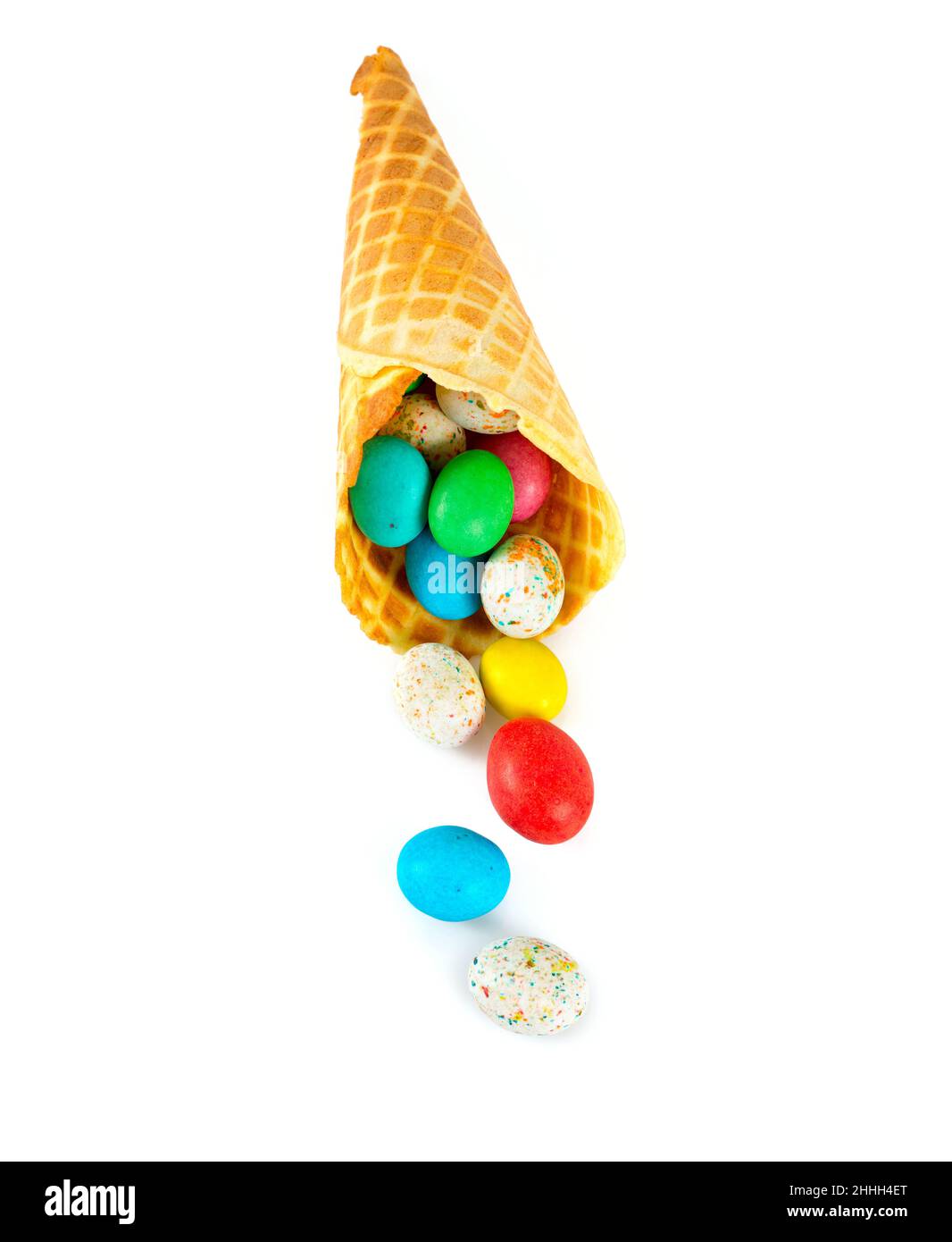 chocolate eggs in waffle cone isolated on white Stock Photo Alamy