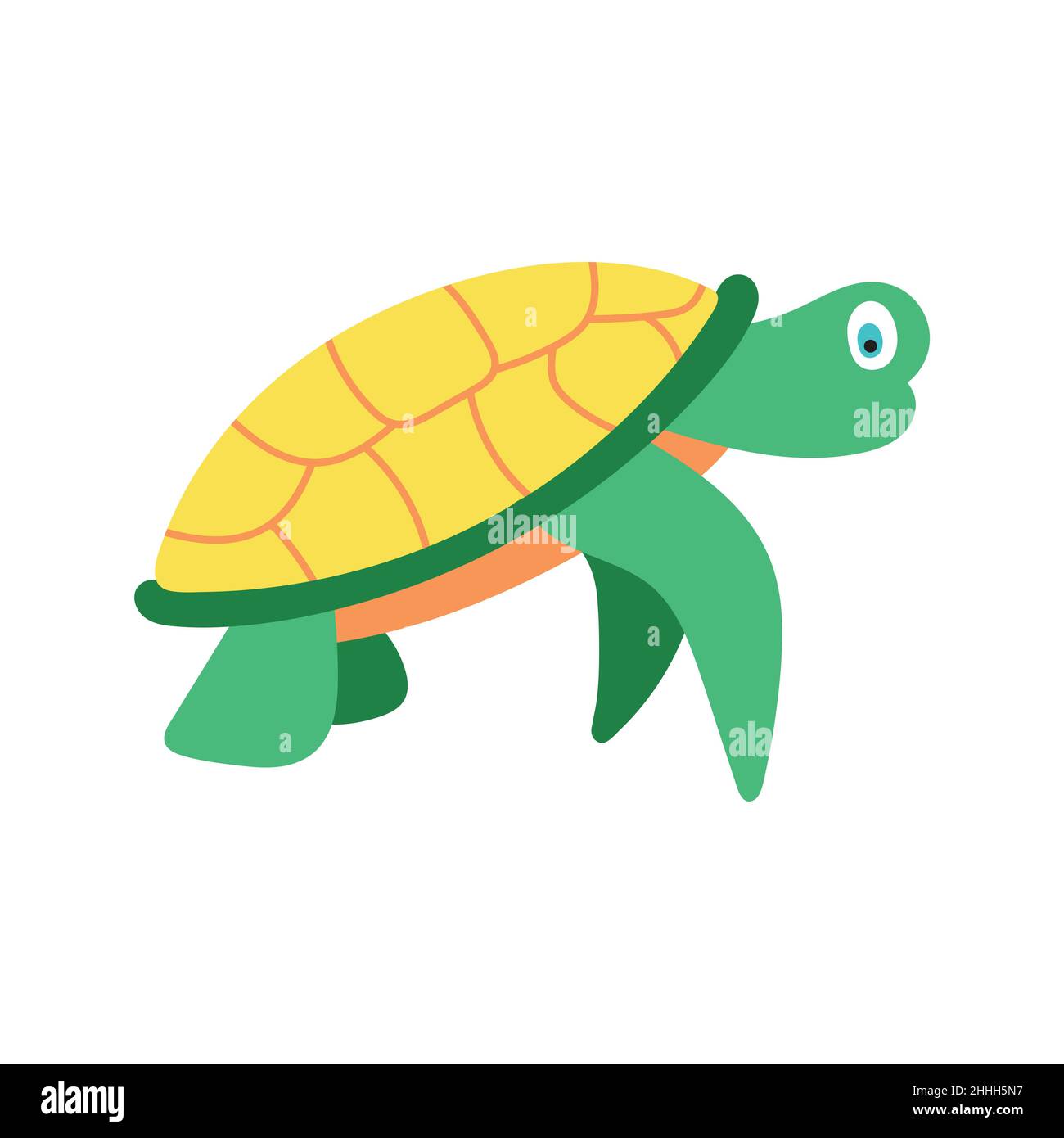 vector sea turtle cartoon isolated on white background. Stock Vector