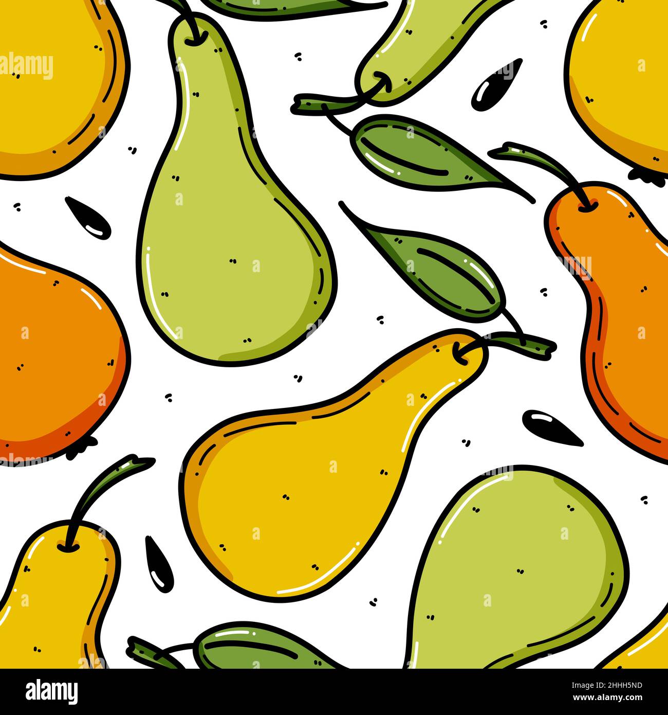 Seamless pattern with yellow and green pear. Fruit background. Vector ...