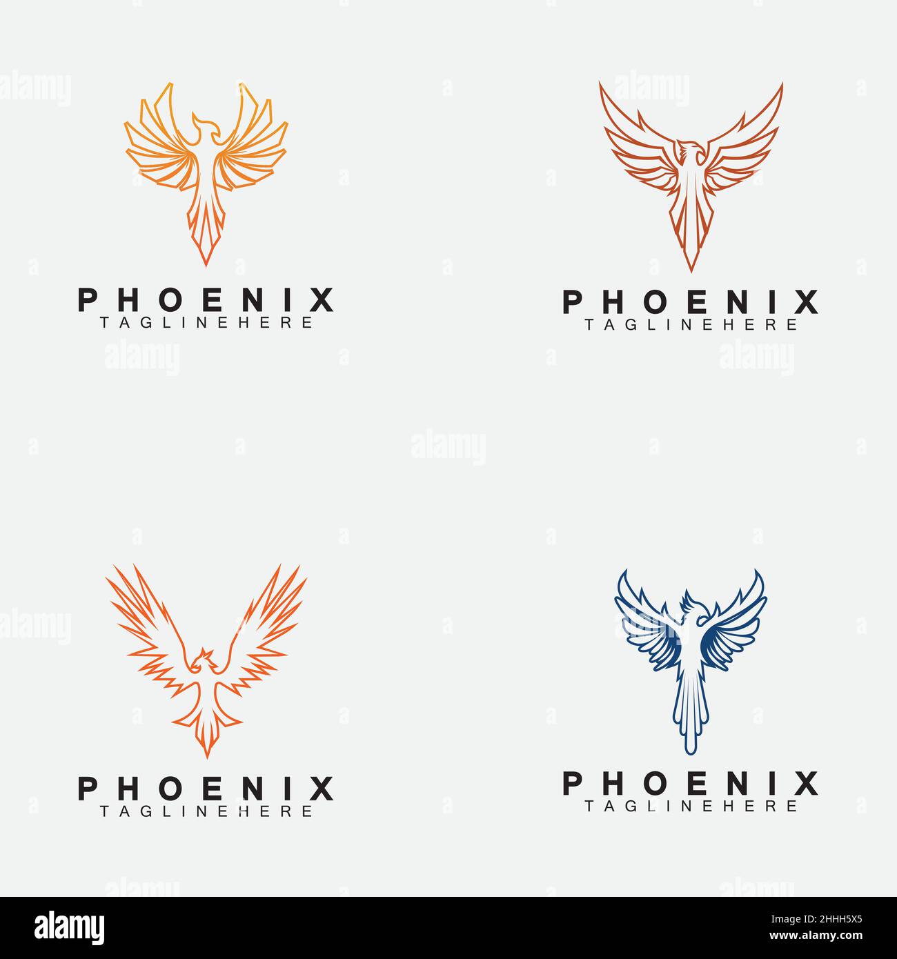 Set Phoenix logo Vector Illustration Design Template Stock Vector