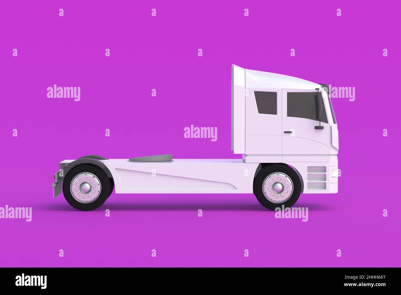 Truck on violet background. Transport company. Transportation of heavy loads. Delivery service. International transportation. 3d render Stock Photo