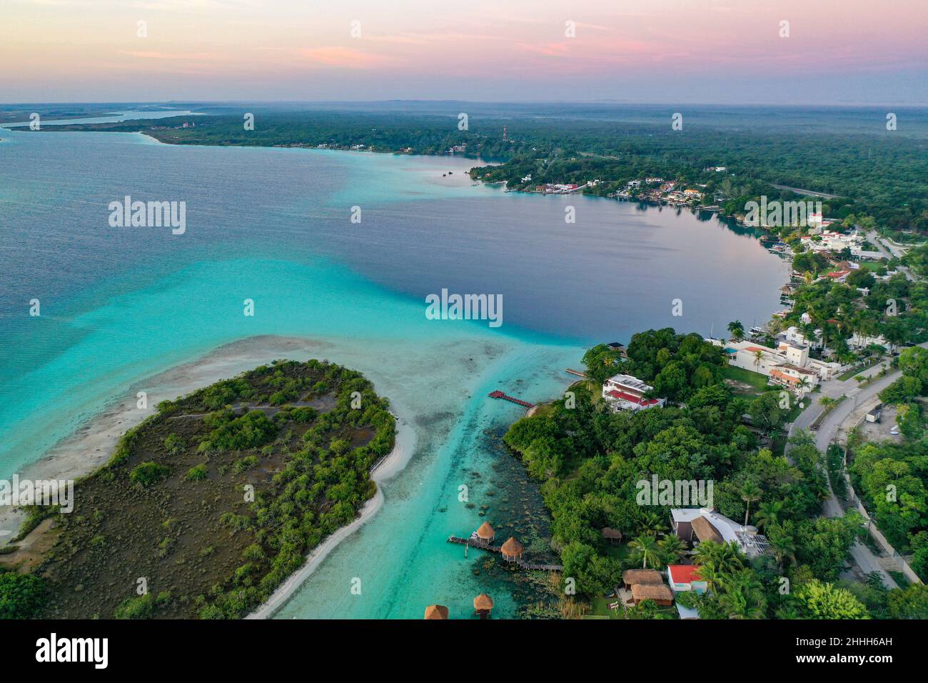 Bacalar Lagoon, the lagoon of seven colors, Quintana Roo, Mexico Stock