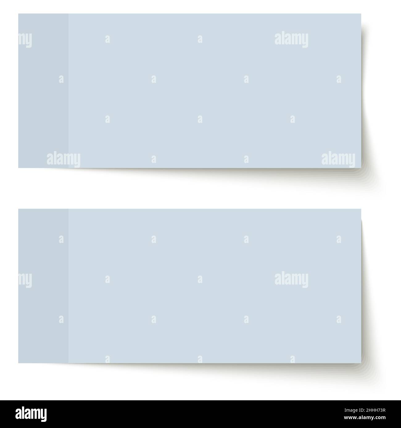 two different sticky papers with shadow colored blue on white background Stock Vector