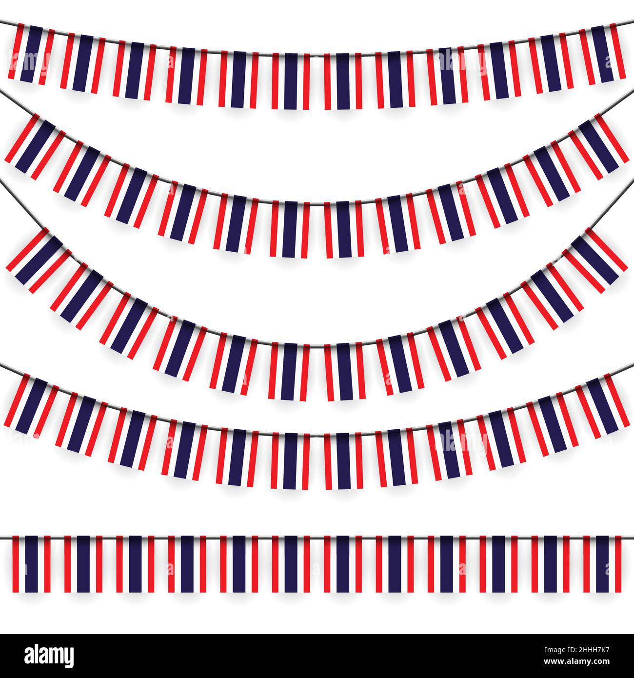 different garlands with national colors of thailand flag Stock Vector