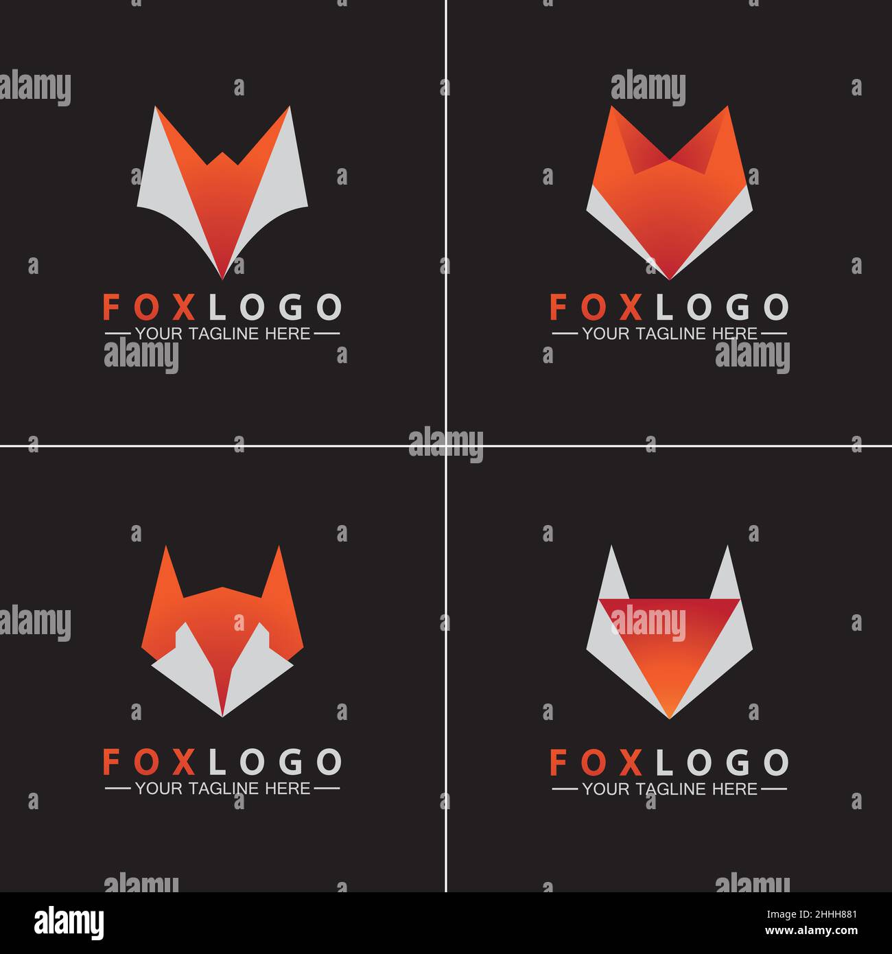 Set Fox logo Vector illustration design template Stock Vector