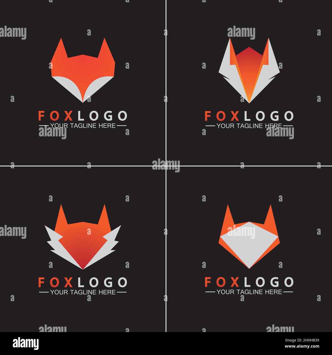 Set Fox logo Vector illustration design template Stock Vector