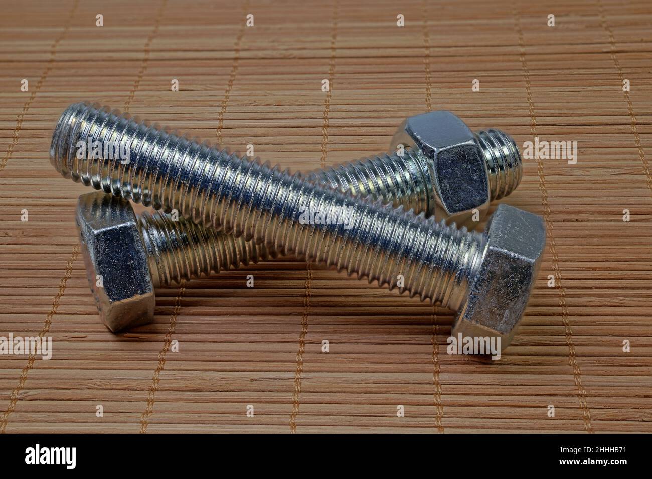 Metal screws in a closeup Stock Photo