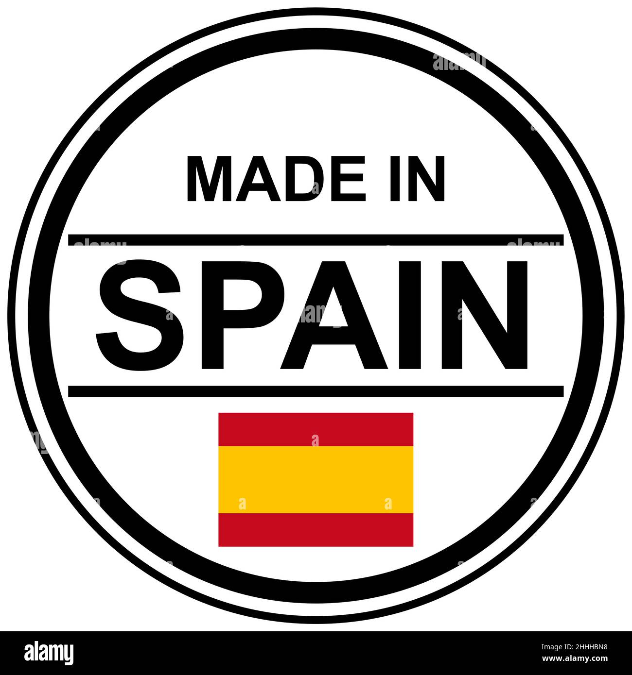 round stamp with text Made in Spain and country flag Stock Vector Image