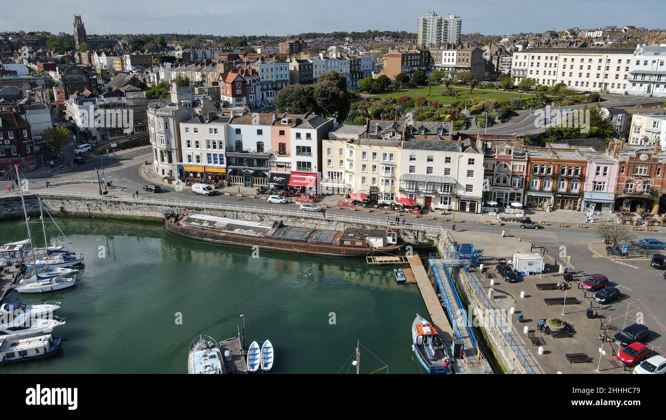 Ramsgate harbour kent UK aerial drone view Stock Photo