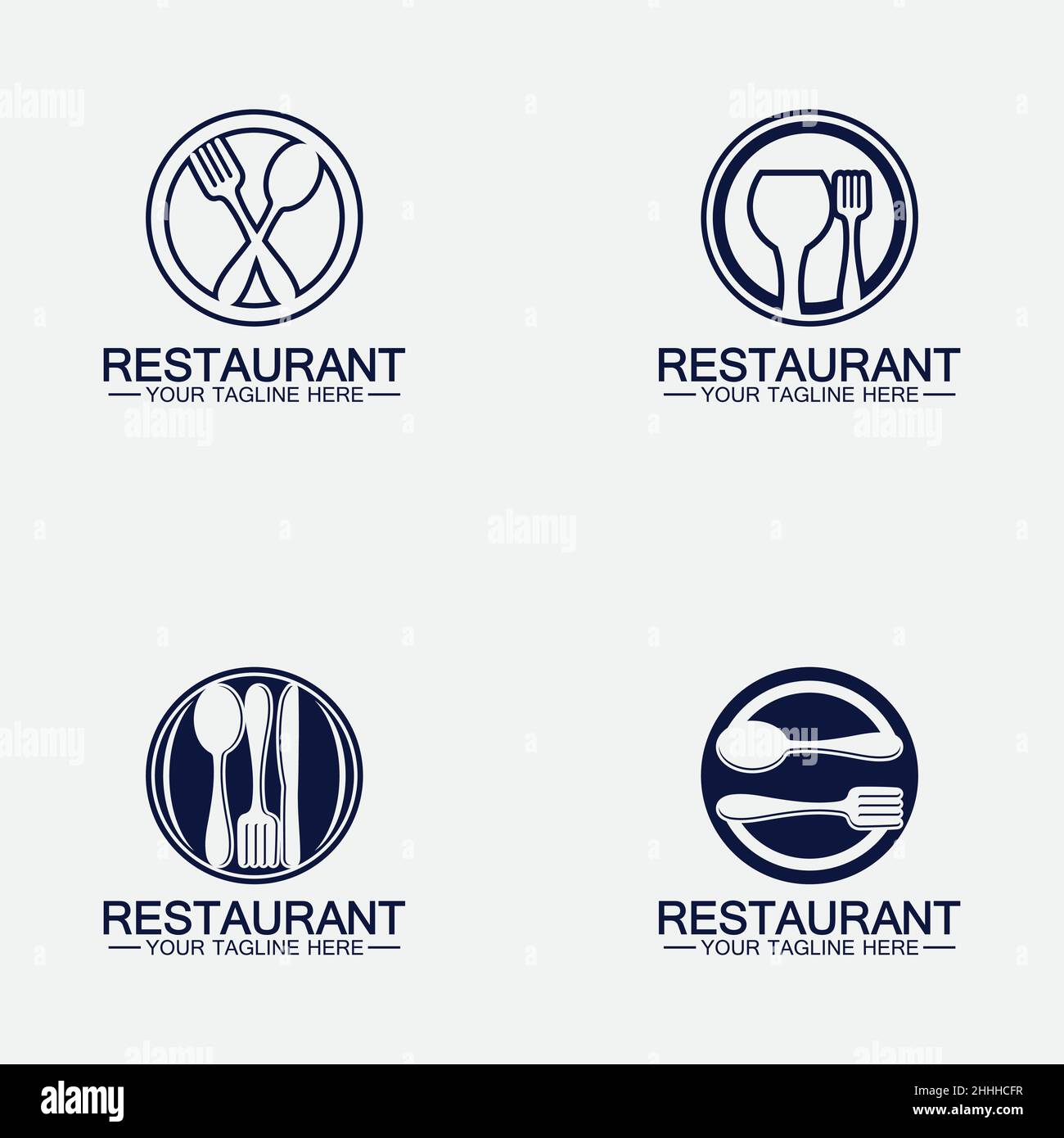 Set Restaurant logo with spoon and fork icon,menu design food drink concept for cafe restaurant Stock Vector