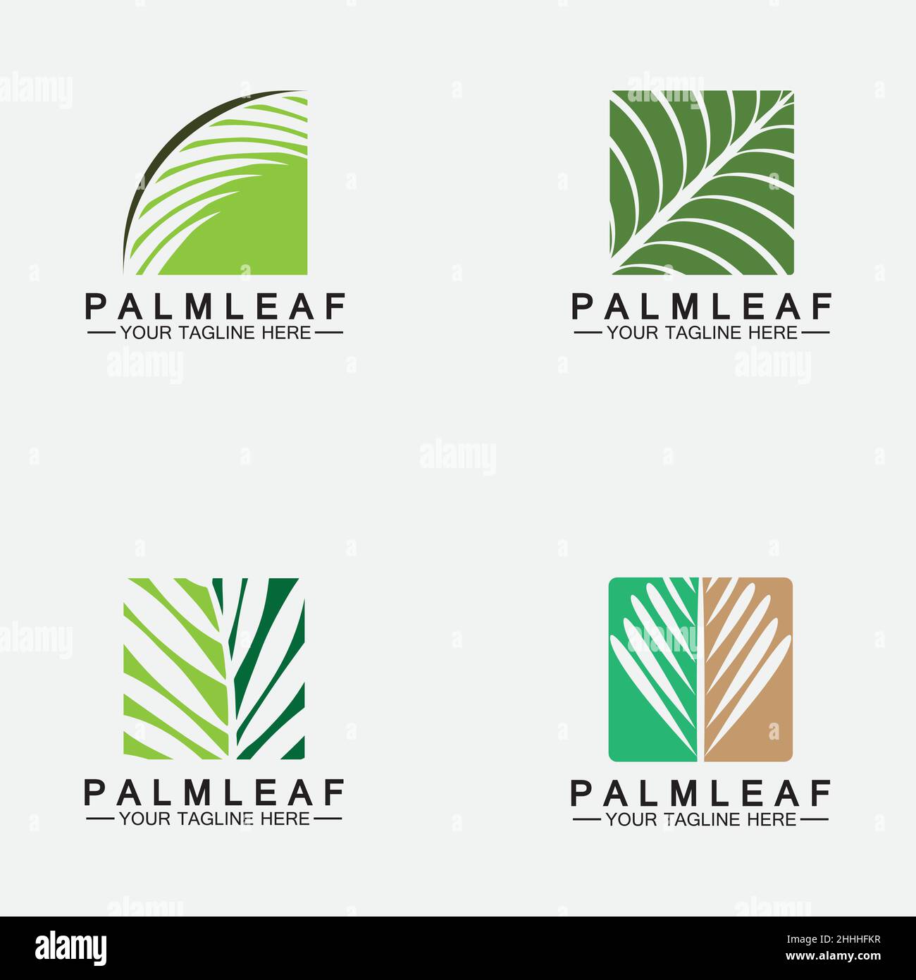 Set Tropical Palm leaf logo vector design template Stock Vector