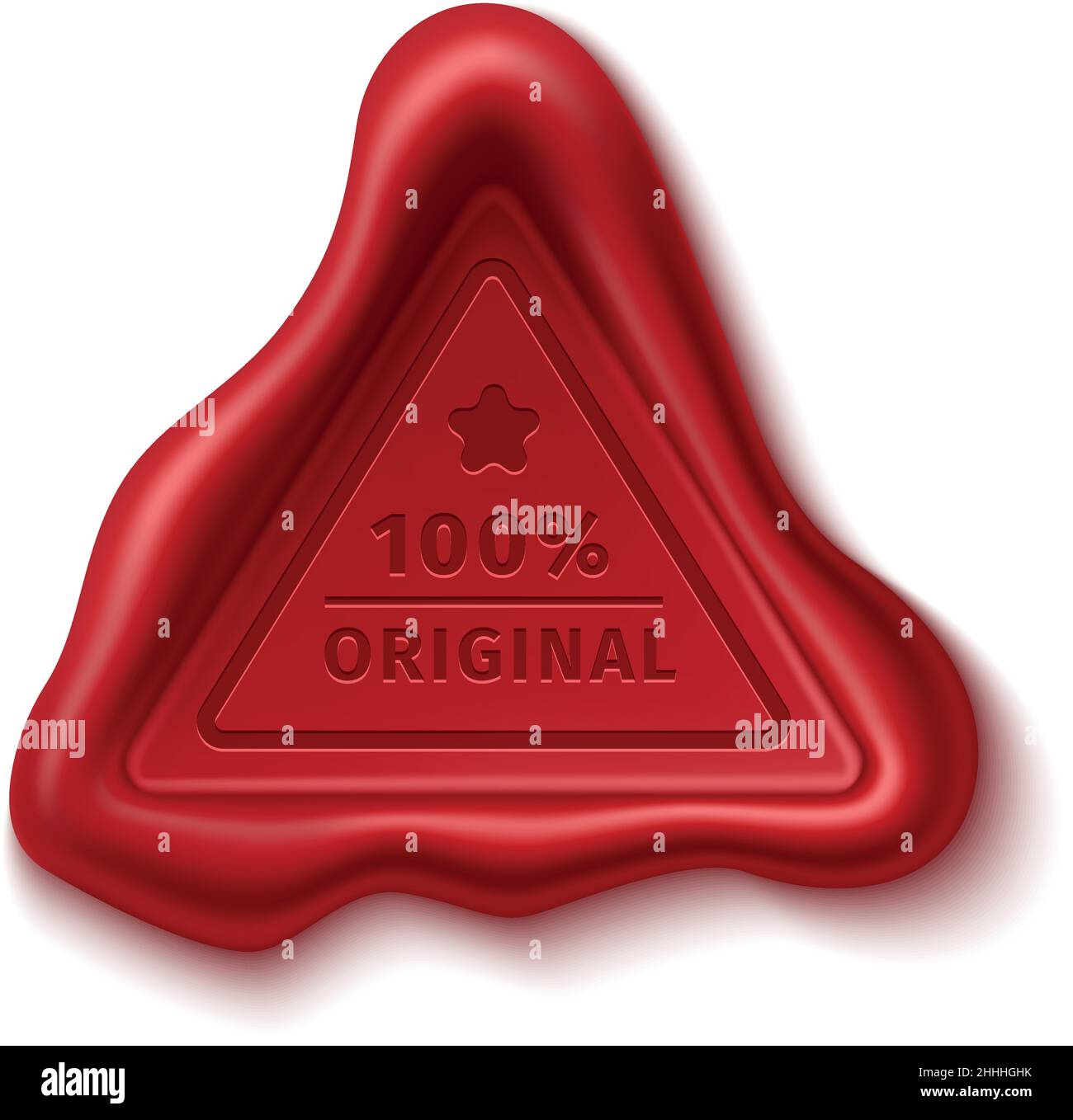 Red triangle seal wax. 100 percent original warranty stamp Stock Vector