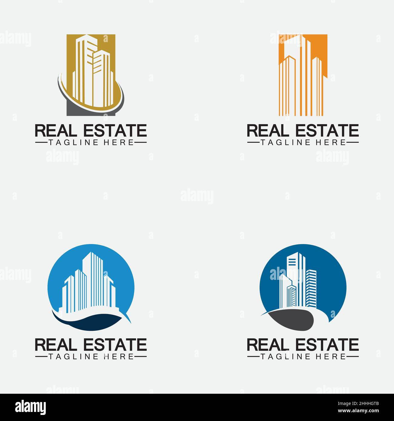 Set Real Estate Business Logo Template, Building, Property Development ...