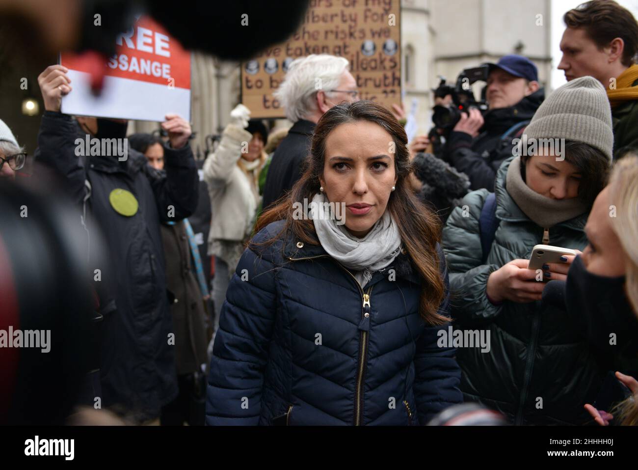 London, UK. 24th Jan, 2022. Julian Assange's fiancée Stella Moris is seen outside The Royal Courts of Justice in London. Assange was granted permission to seek extradition appeal at UK's top court. Credit: SOPA Images Limited/Alamy Live News Stock Photo
