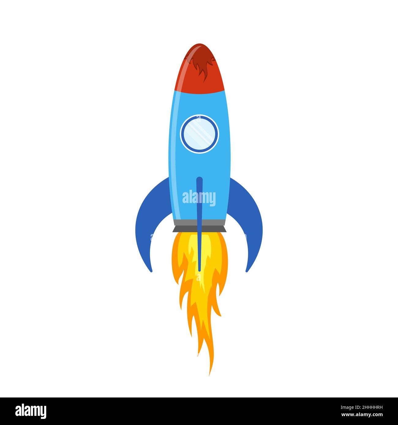 Colored rocket ship icon in flat design. Simple spaceship icon isolated ...
