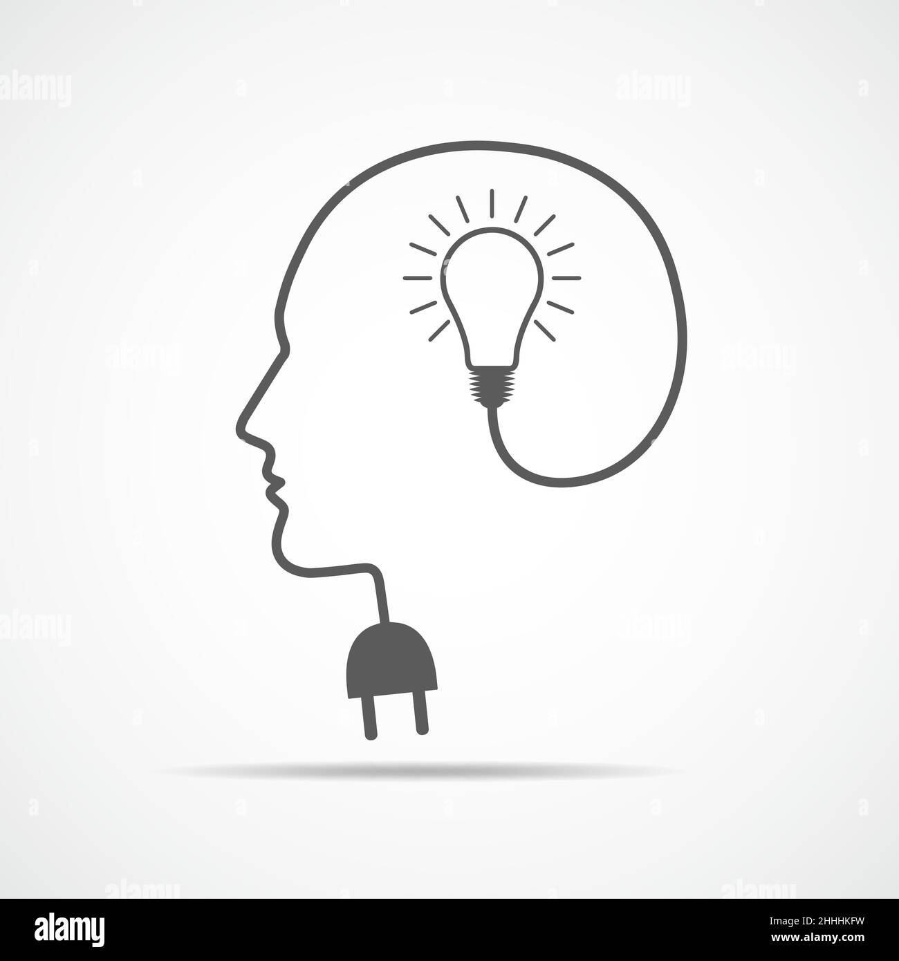 Head with a light bulb and socket. Vector Illustration. Concept of the ...