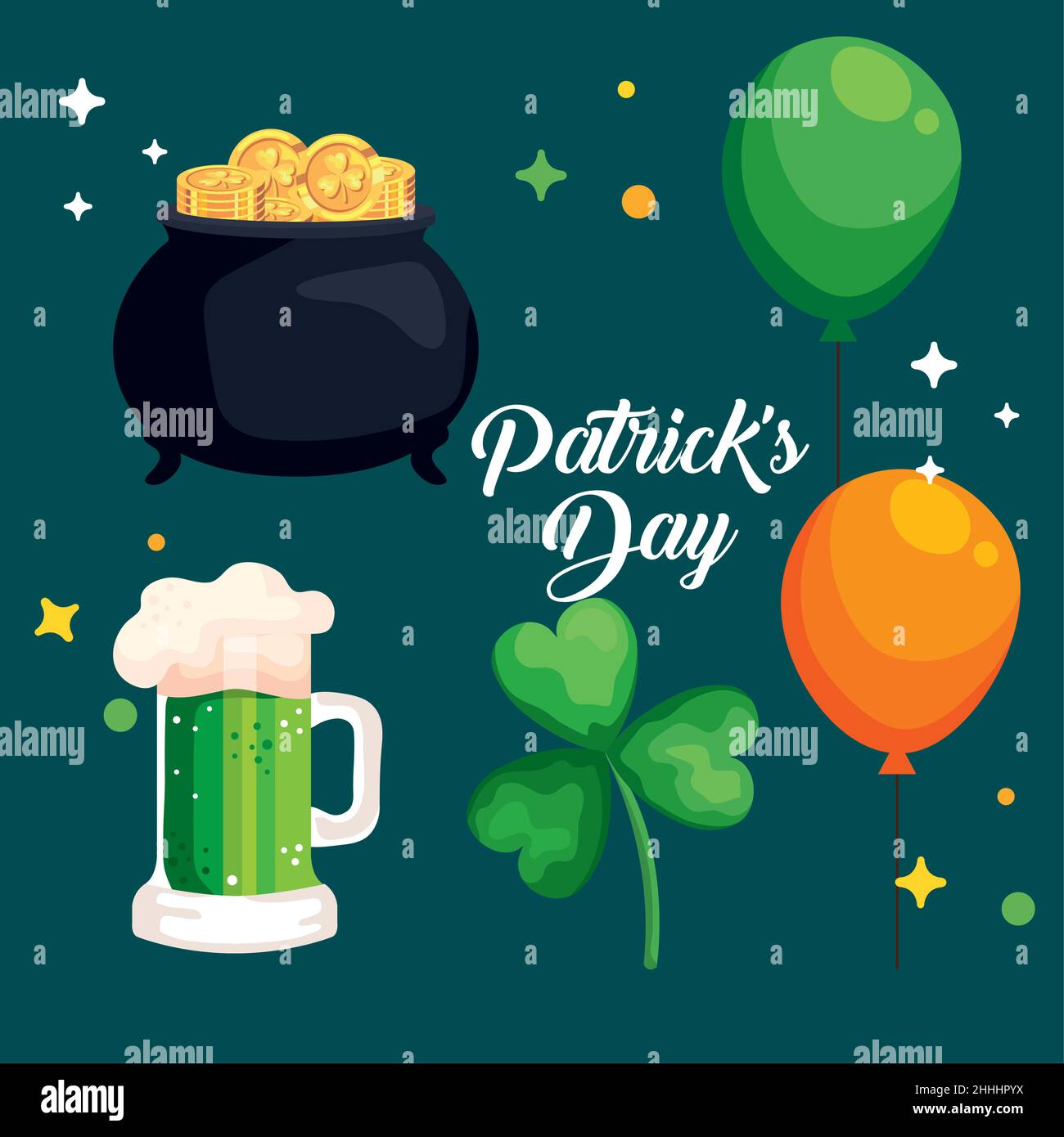 five st patricks day icons Stock Vector