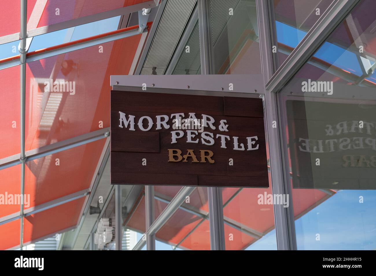 Sign for Mortar and Pestle bar at City Center Ranch, San Ramon