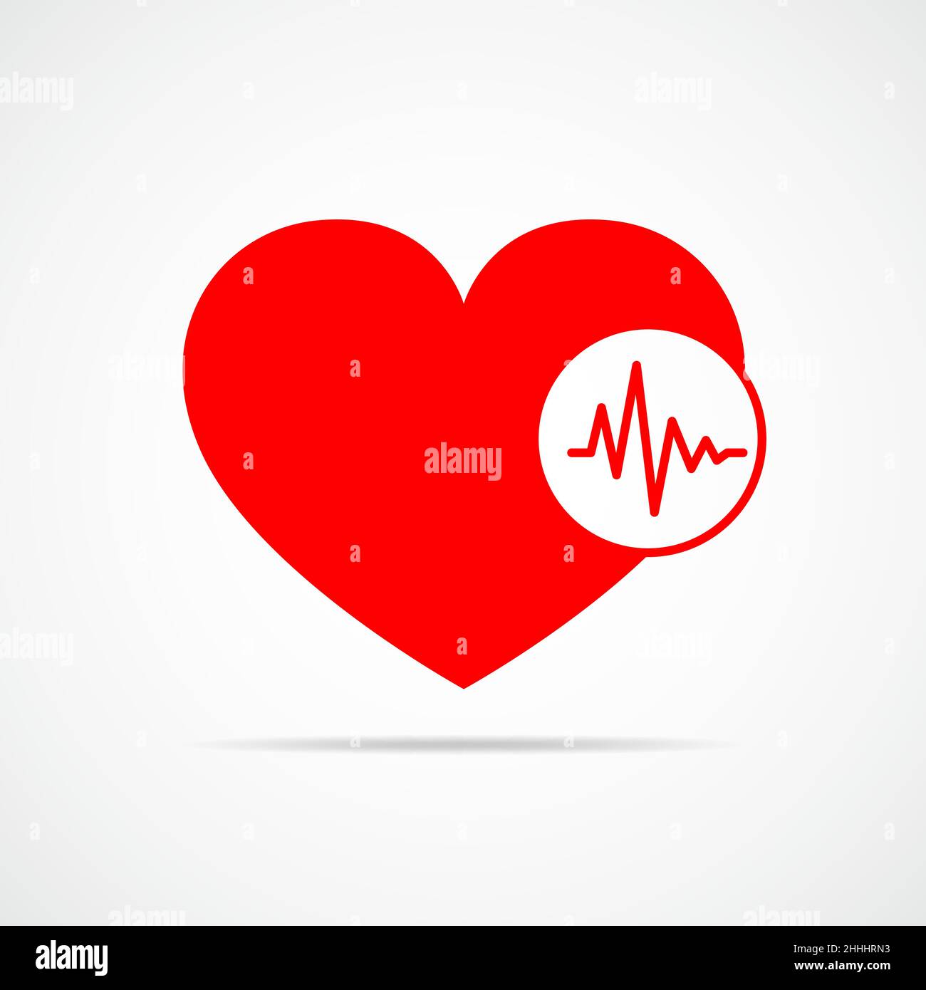 Red heart icon with sign heartbeat. Vector illustration. Heart in flat ...