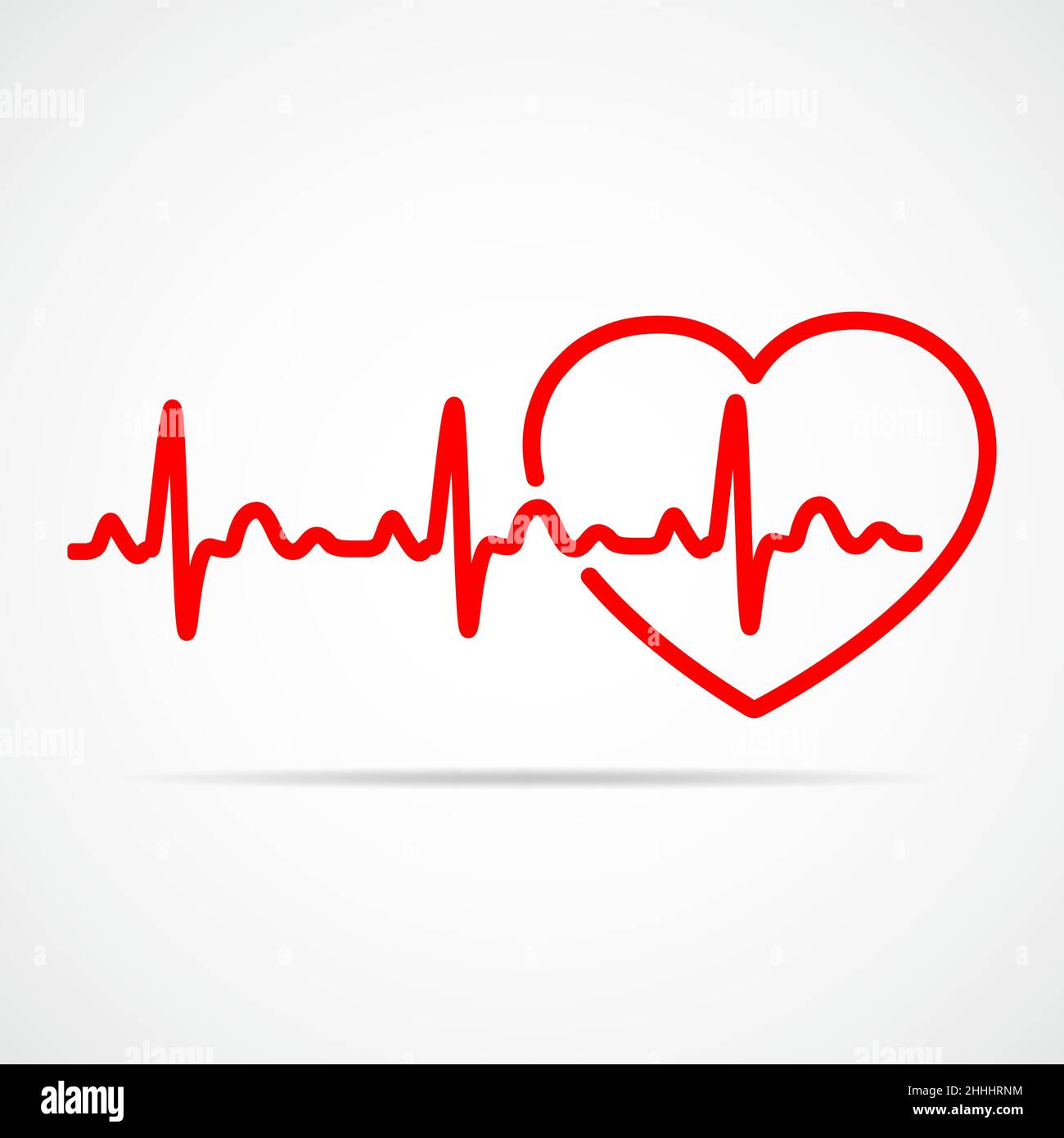 Red heart icon with sign heartbeat. Vector illustration. Heart in flat ...