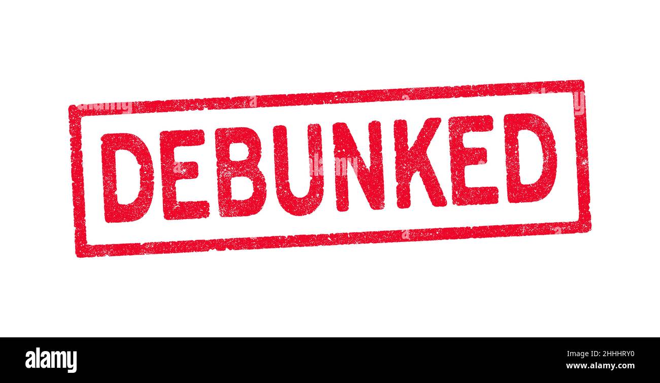 Vector illustration of the word debunked in red ink stamp Stock Vector