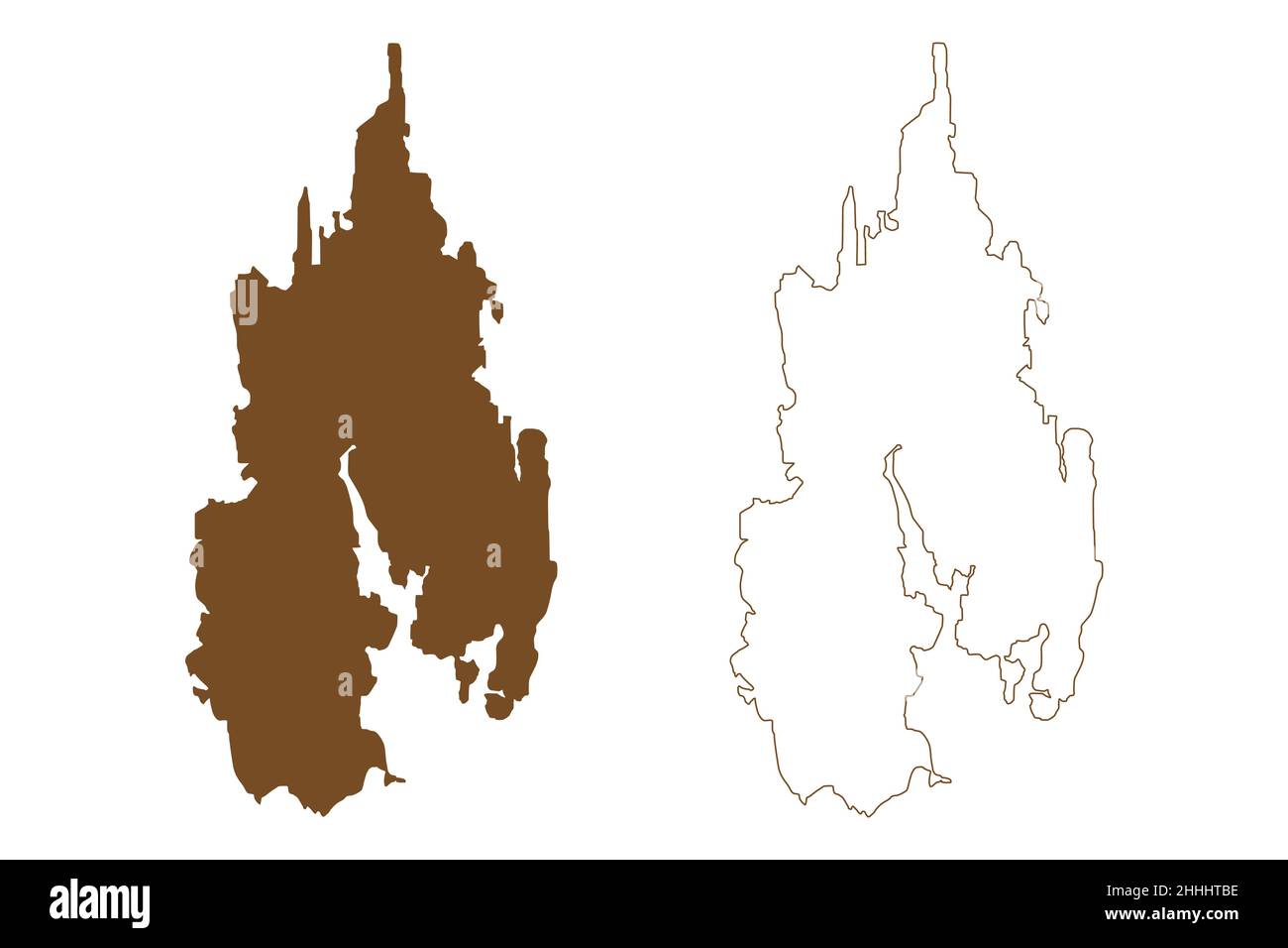 Eckero island (Republic of Finland, Aland Islands) map vector illustration, scribble sketch Eckerö map Stock Vector