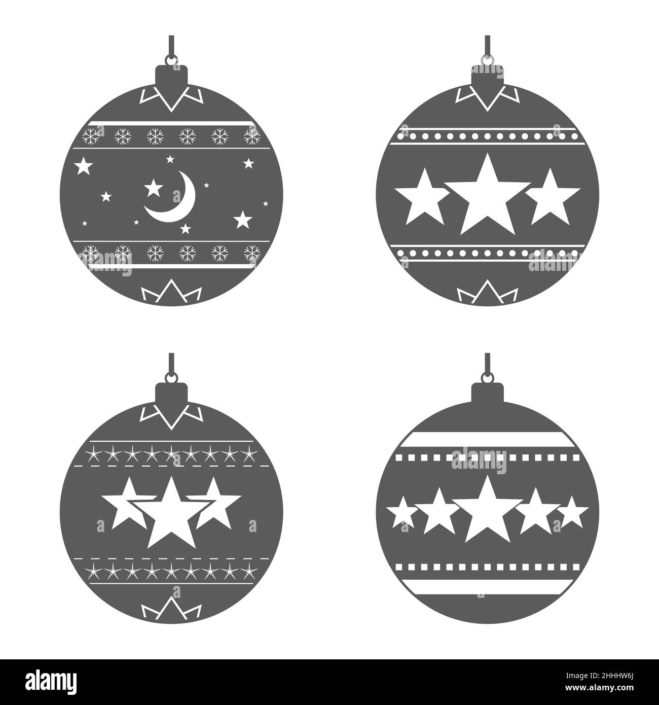 Set of gray Christmas balls. Vector illustration. Christmas decoration