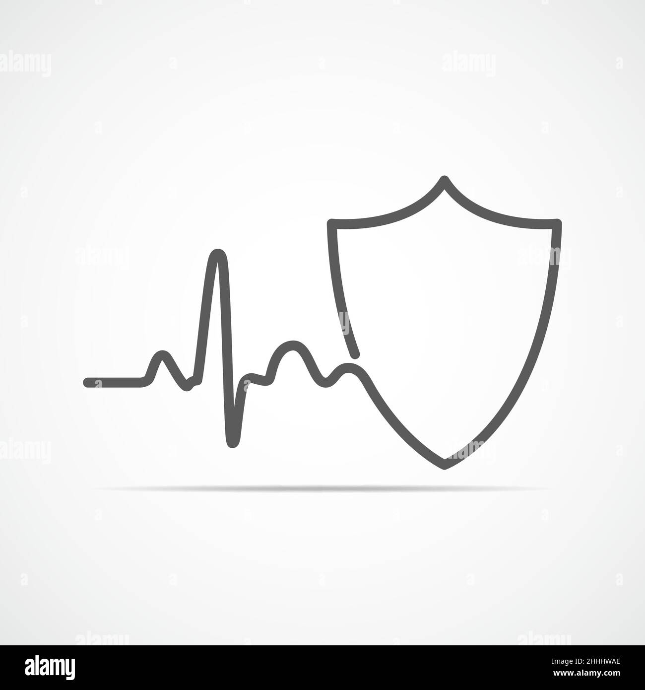 Shield icon with heartbeat sign, isolated. Vector illustration. Concept ...