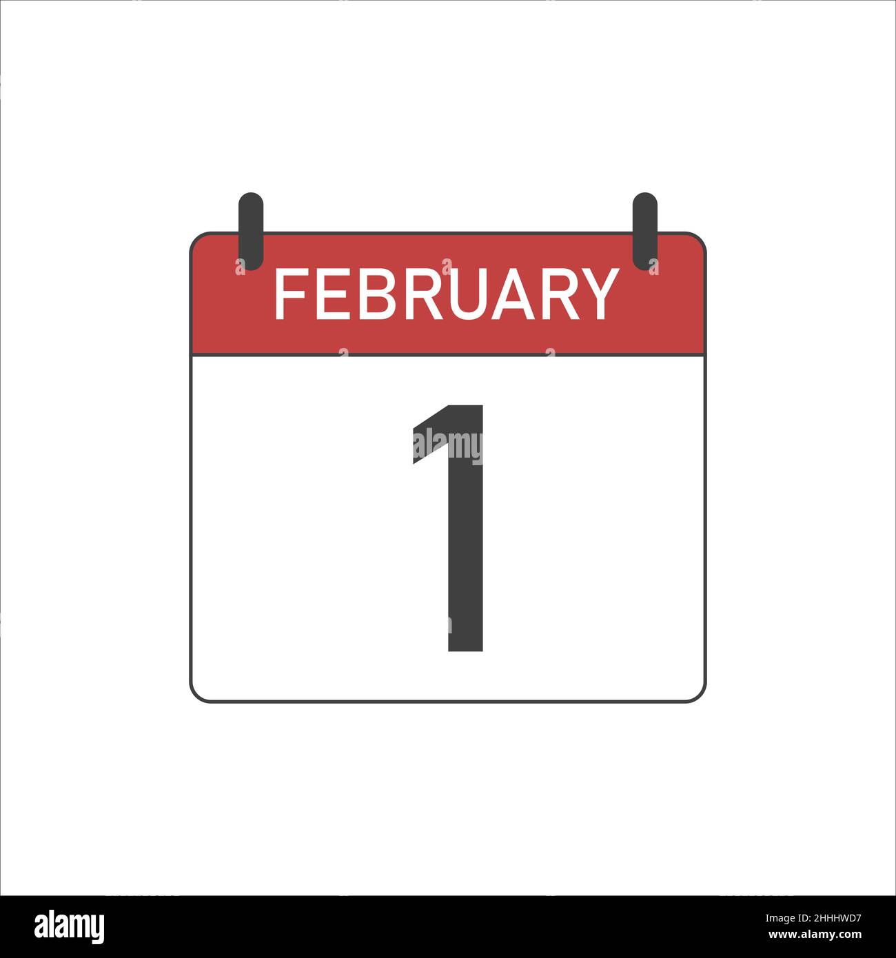 calendar icon for february 1 on white background Stock Vector Image ...
