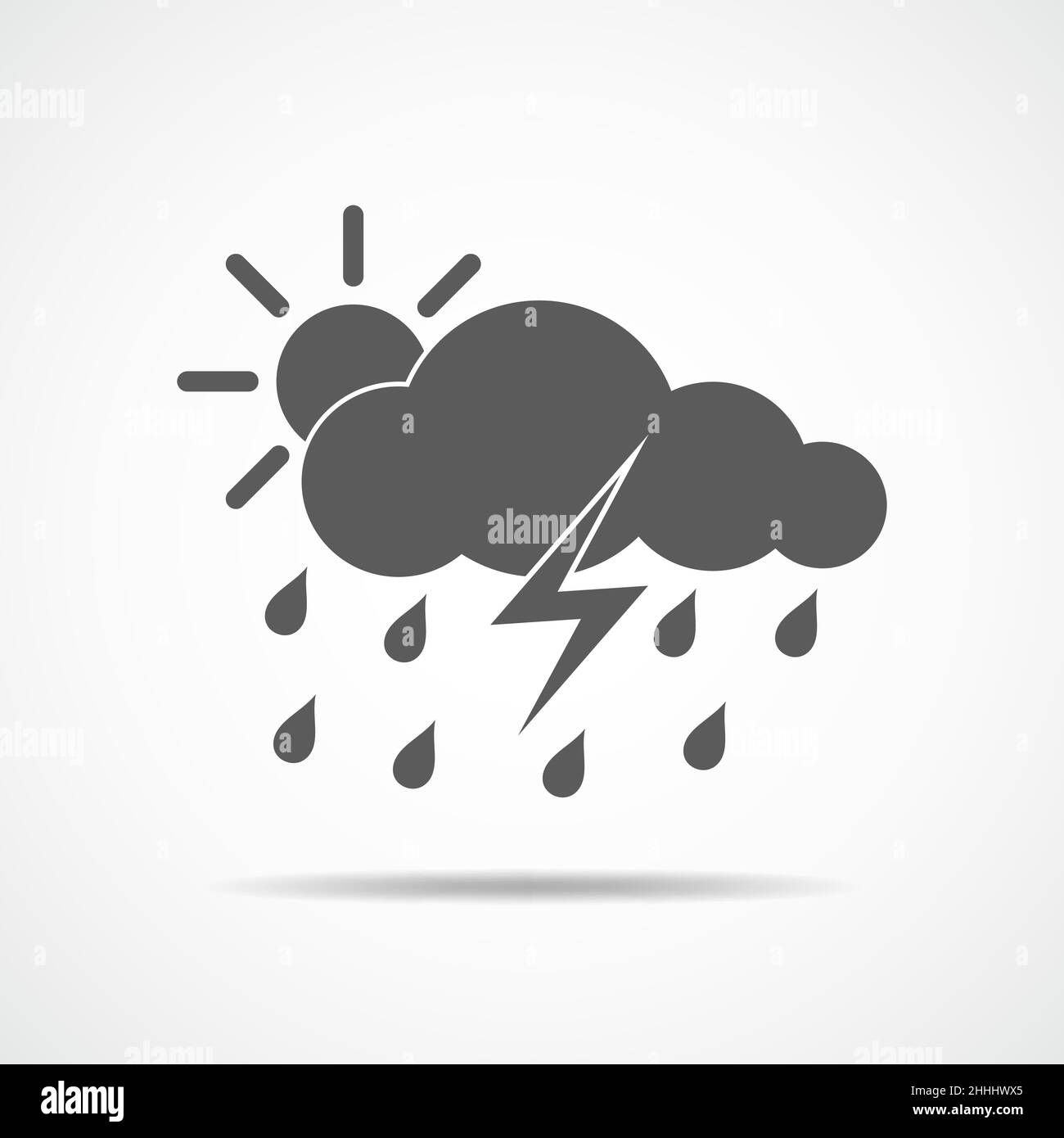 Hard Rain icon in flat design. Vector illustration. Rain cloud icon ...