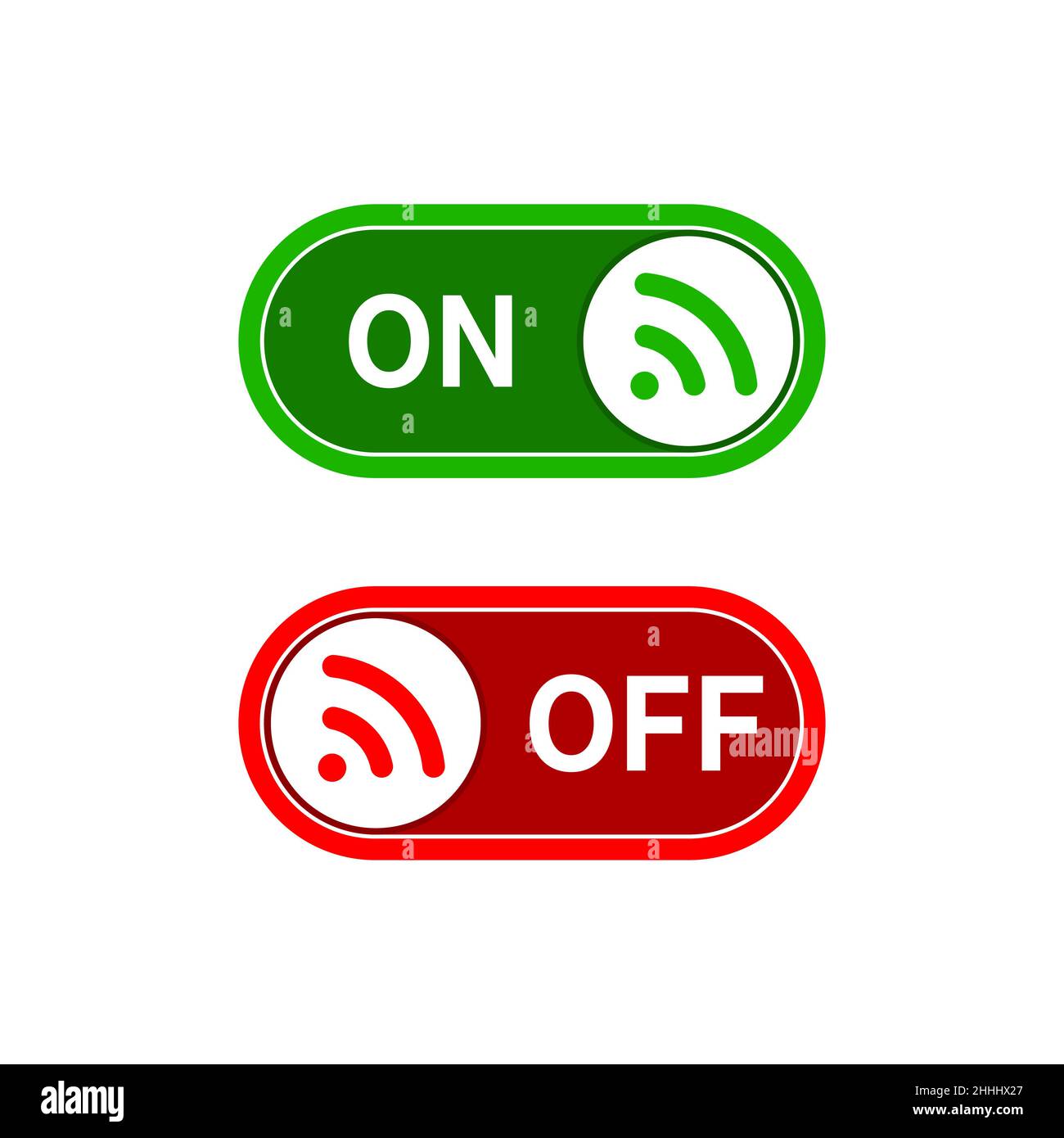 Switch on WIFI, On and Off position. Vector illustration. Switches in