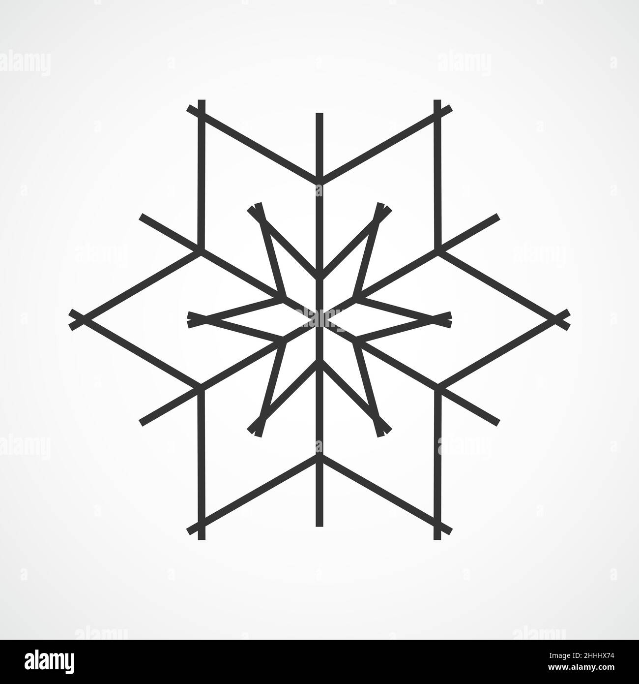 Snowflake icon. Gray snowflake isolated on light background. Vector illustration. Simple snowflake sign isolated. Stock Vector