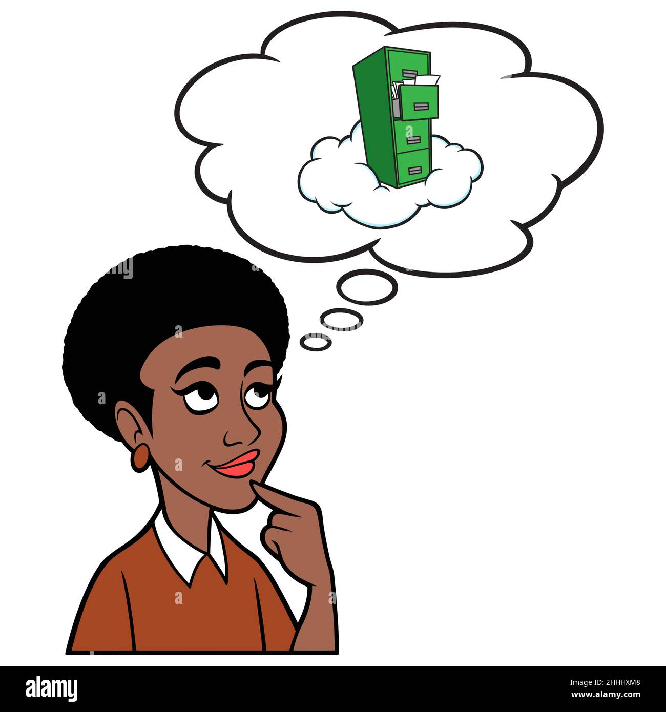 Black Woman thinking about Cloud Computing Storage - A cartoon illustration  of a Black Woman thinking about Cloud Computing Storage for her business  Stock Vector Image & Art - Alamy